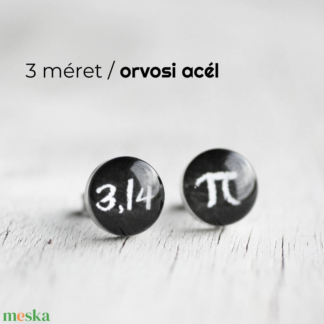 3,14 nemesacél bedugós fülbevaló, PI - ékszer - fülbevaló - pötty fülbevaló - Meska.hu 3,14 nemesacél bedugós fülbevaló, PI - ékszer - fülbevaló - pötty fülbevaló - Meska.hu