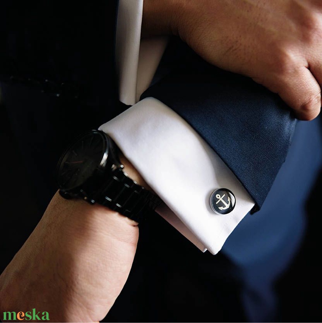 Sötétkék kerékpár nemesacél mandzsettagombok - ékszer - mandzsettagomb - Meska.hu