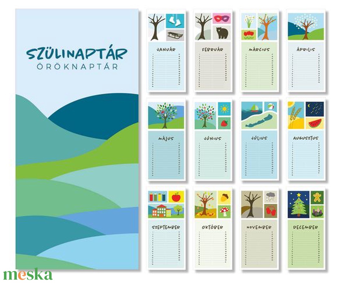 Szülinaptár - Öröknaptár, Családi öröknaptár, Szülinapi öröknaptár - otthon & életmód - dekoráció - fali és függő dekoráció - falinaptár & öröknaptár - Meska.hu