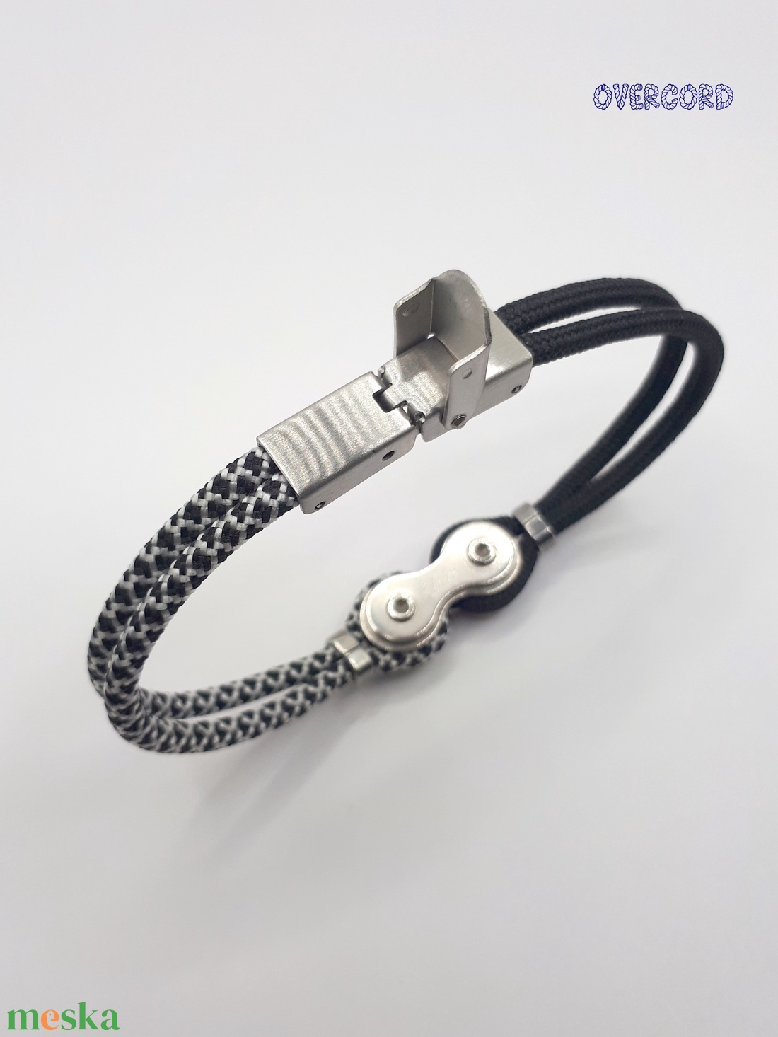 LÁNC (fekete-fehér) paracord karkötő - ékszer - karkötő - karperec - Meska.hu