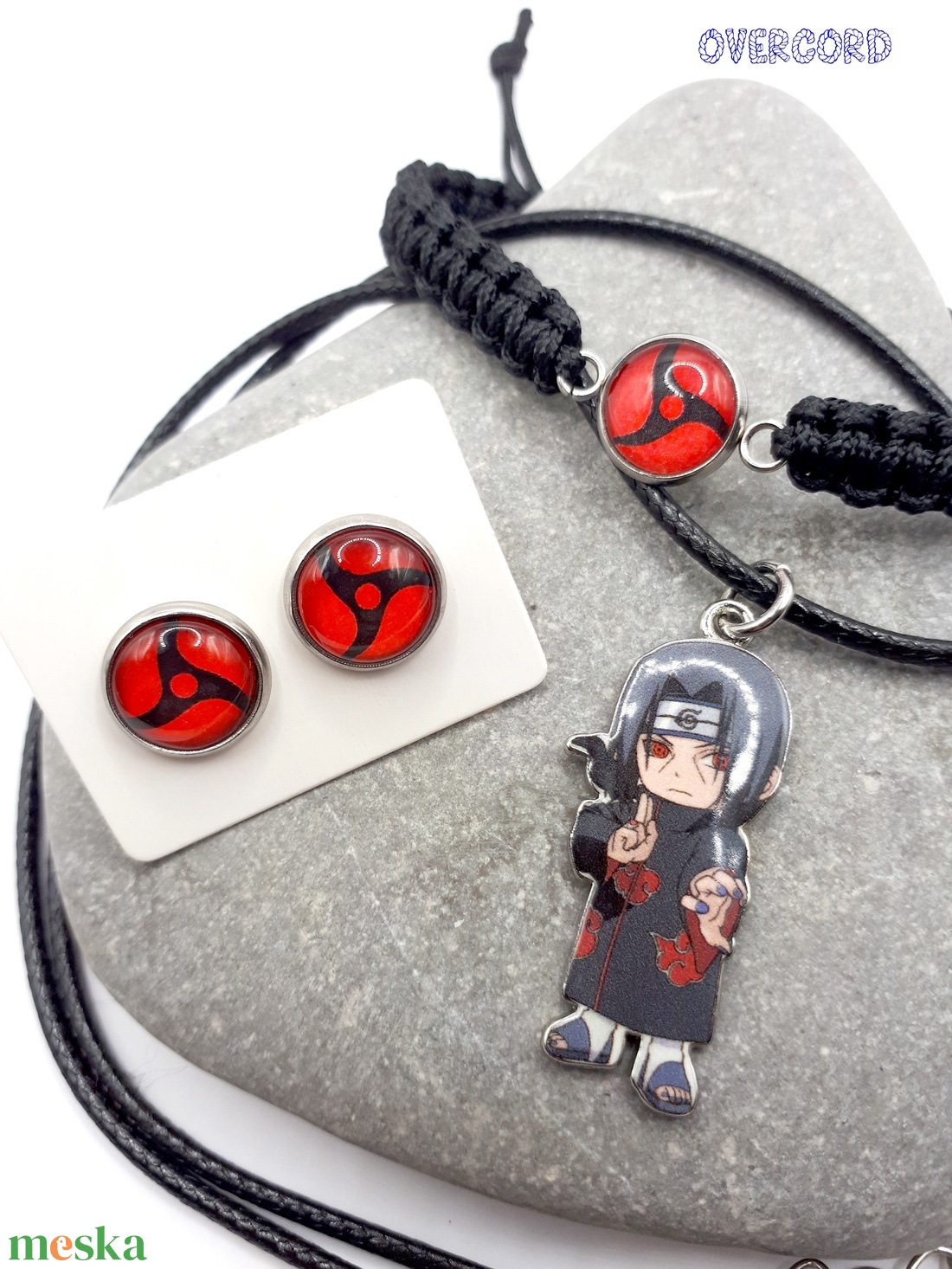 ITACHI (Naruto/anime) 3 db-os szett ajándék hűtőmágnessel - ékszer - ékszerszett - Meska.hu