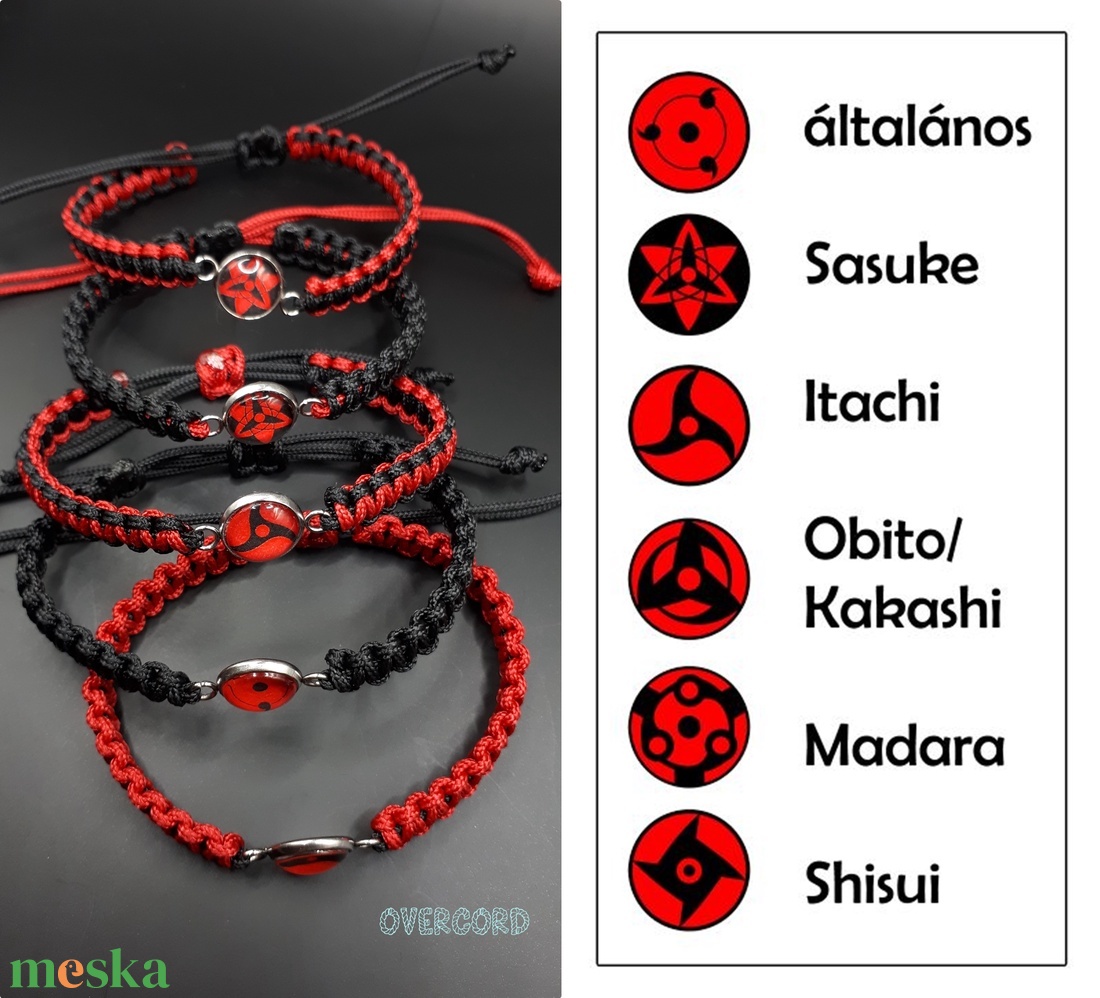 SHARINGAN (Naruto/anime) karkötő (1 db) - ékszer - karkötő - charm karkötő - Meska.hu