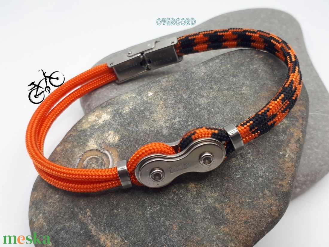 LÁNC (fekete-narancs) paracord karkötő - ékszer - karkötő - karperec - Meska.hu