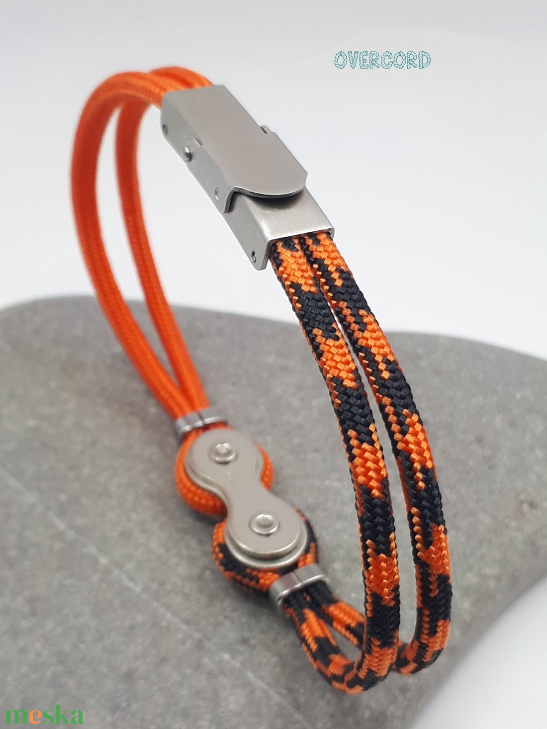 LÁNC (fekete-narancs) paracord karkötő - ékszer - karkötő - karperec - Meska.hu