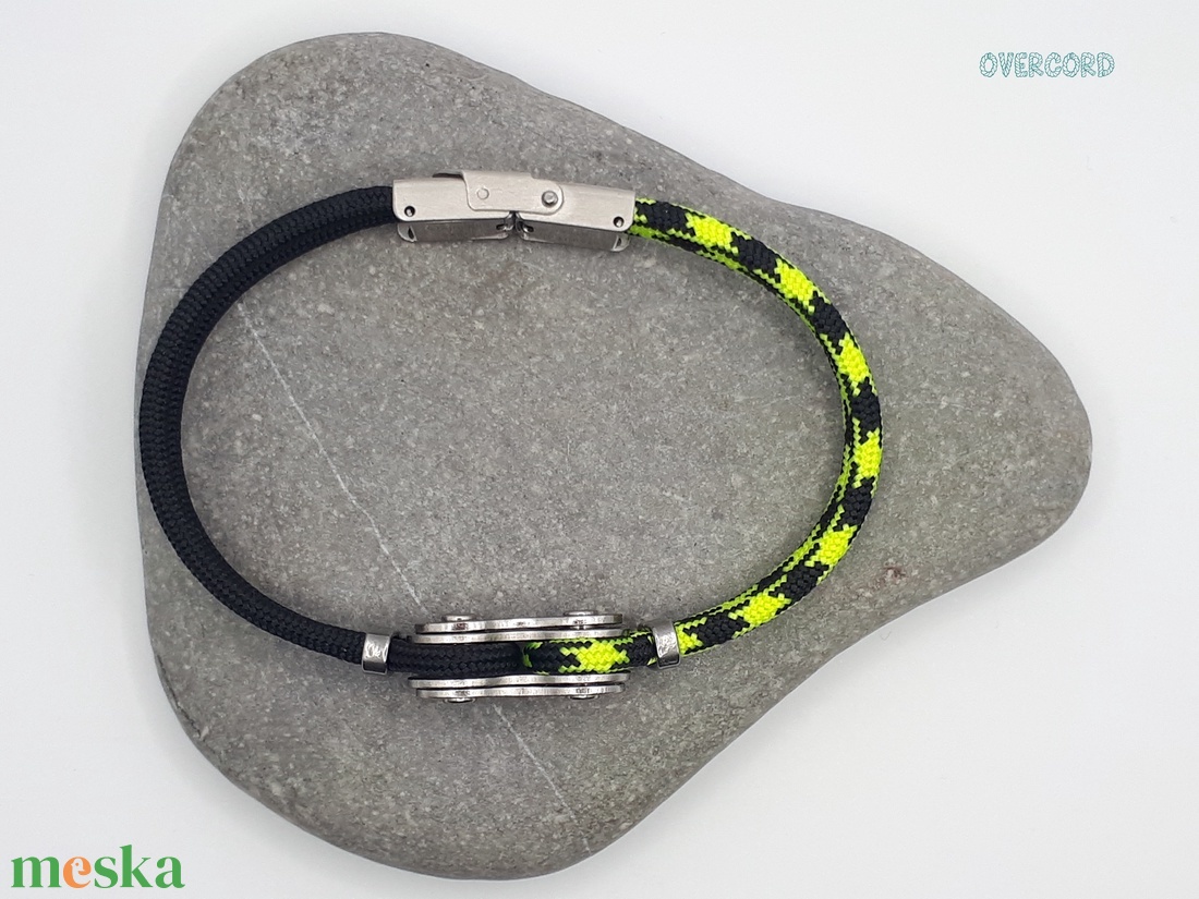 LÁNC (fekete-neon sárga) paracord karkötő - ékszer - karkötő - karperec - Meska.hu