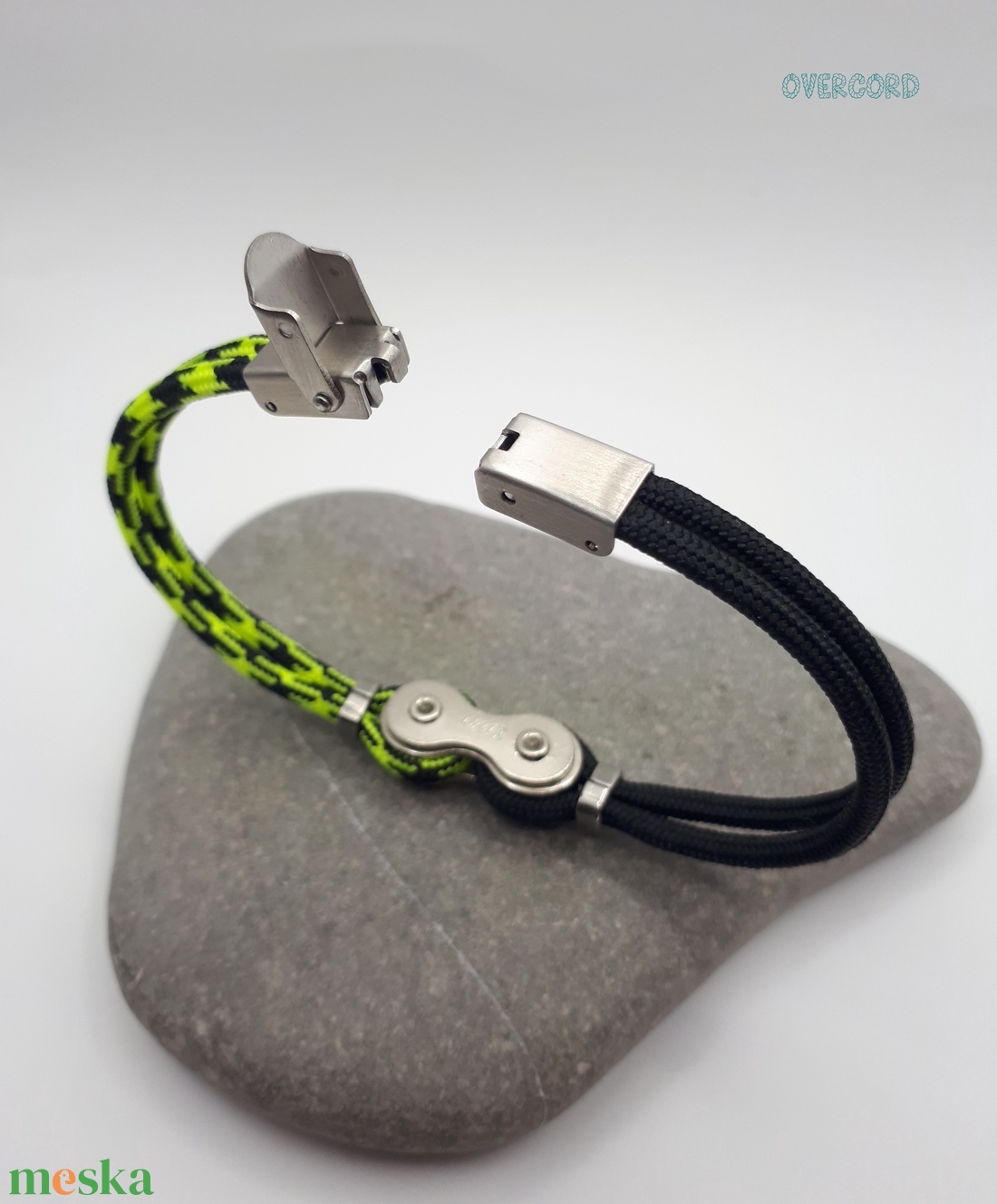 LÁNC (fekete-neon sárga) paracord karkötő - ékszer - karkötő - karperec - Meska.hu