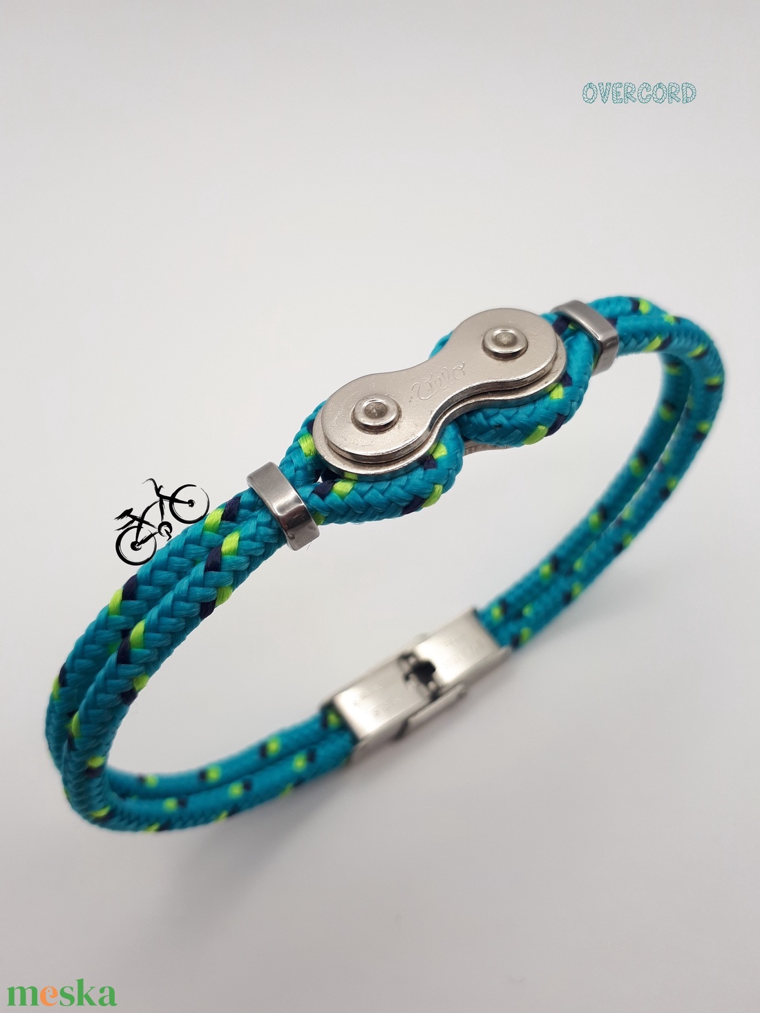 LÁNC (türkiz mintás) paracord karkötő - ékszer - karkötő - karperec - Meska.hu