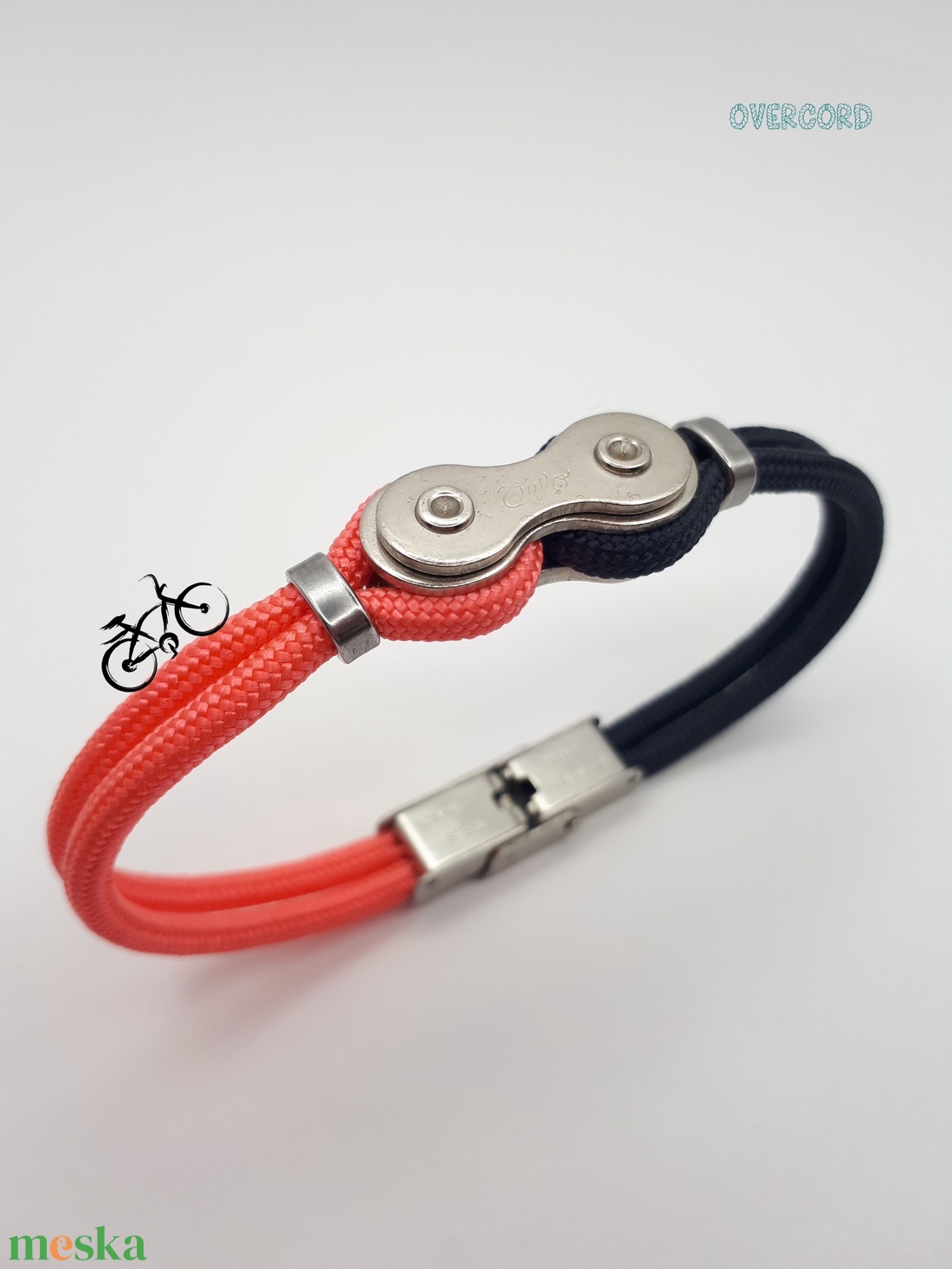 LÁNC (korall-sötétkék) paracord karkötő - ékszer - karkötő - karperec - Meska.hu