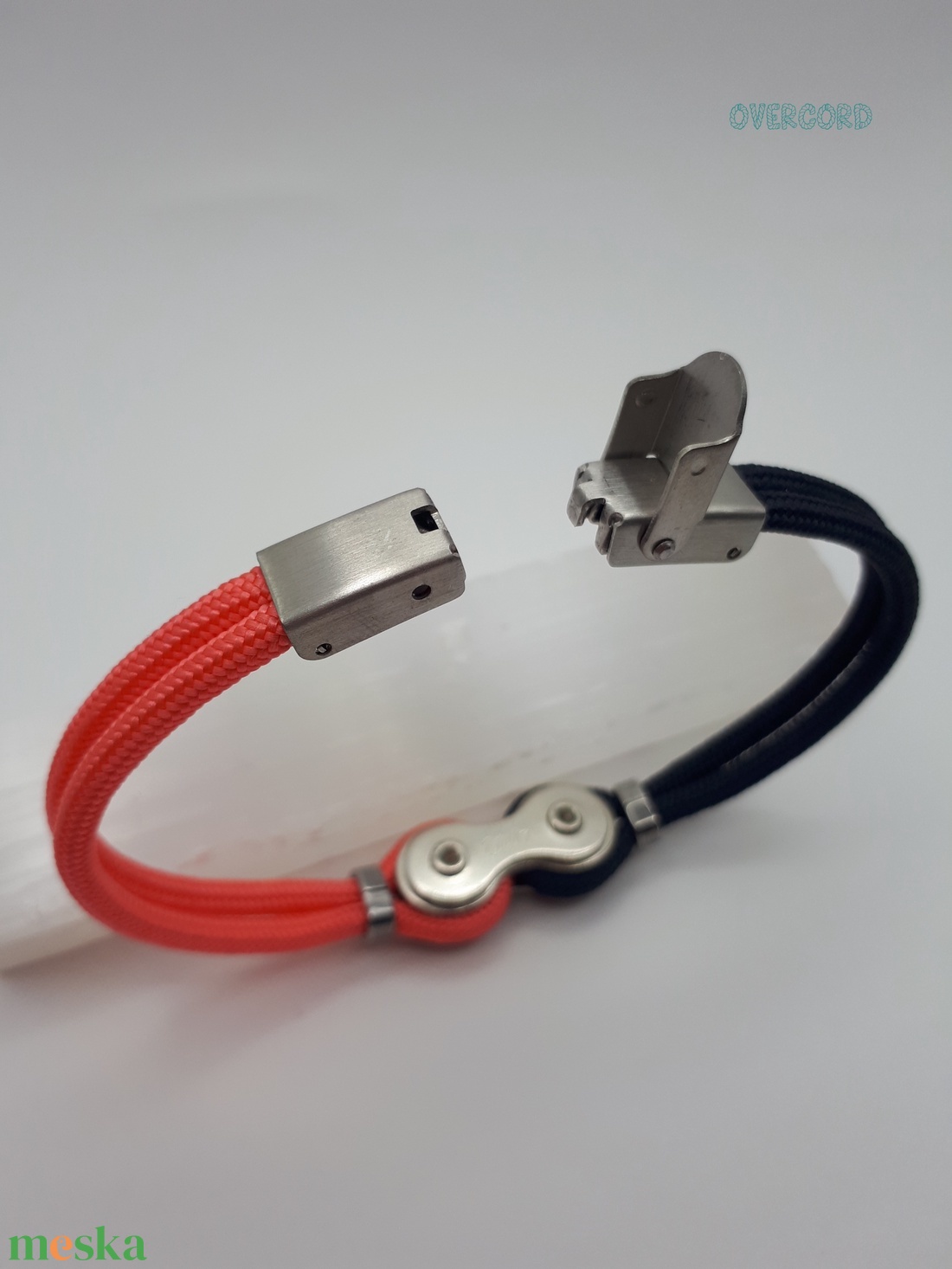 LÁNC (korall-sötétkék) paracord karkötő - ékszer - karkötő - karperec - Meska.hu