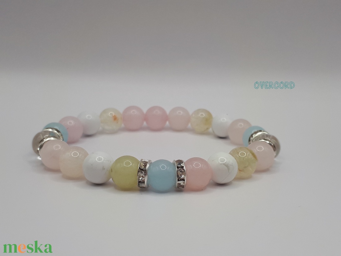 TAVASZ ásvány karkötő morganittal - ékszer - karkötő - gyöngyös karkötő - Meska.hu