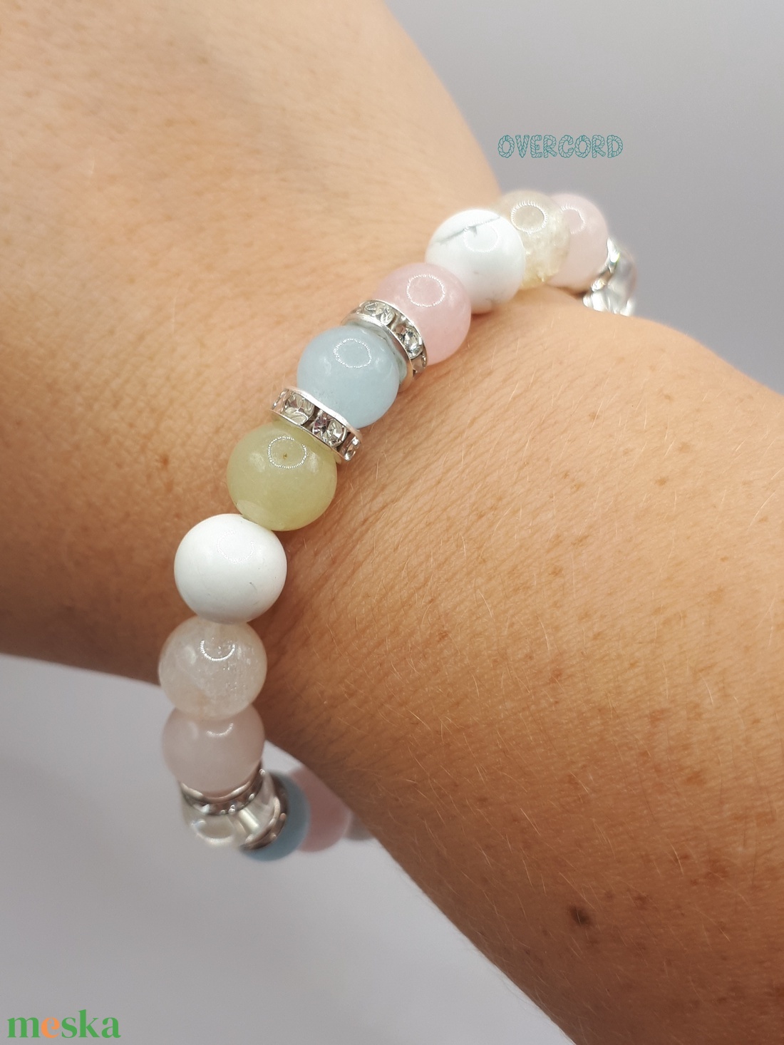 TAVASZ ásvány karkötő morganittal - ékszer - karkötő - gyöngyös karkötő - Meska.hu