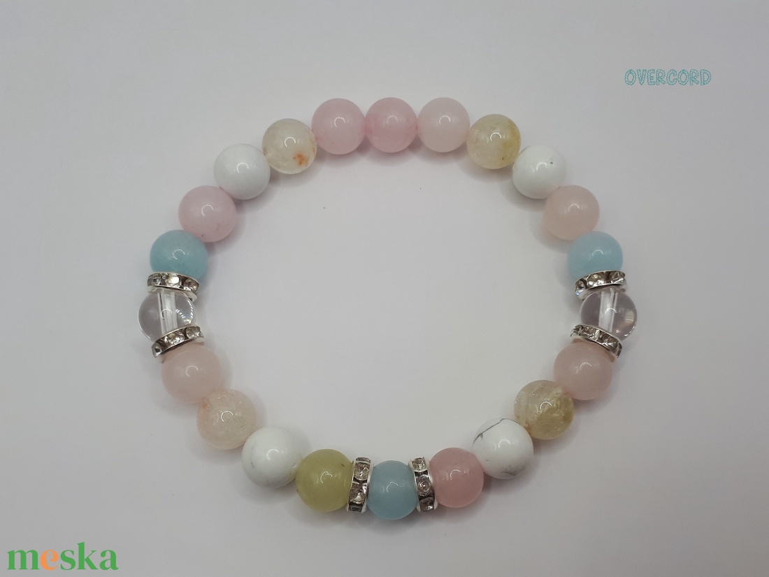 TAVASZ ásvány karkötő morganittal - ékszer - karkötő - gyöngyös karkötő - Meska.hu