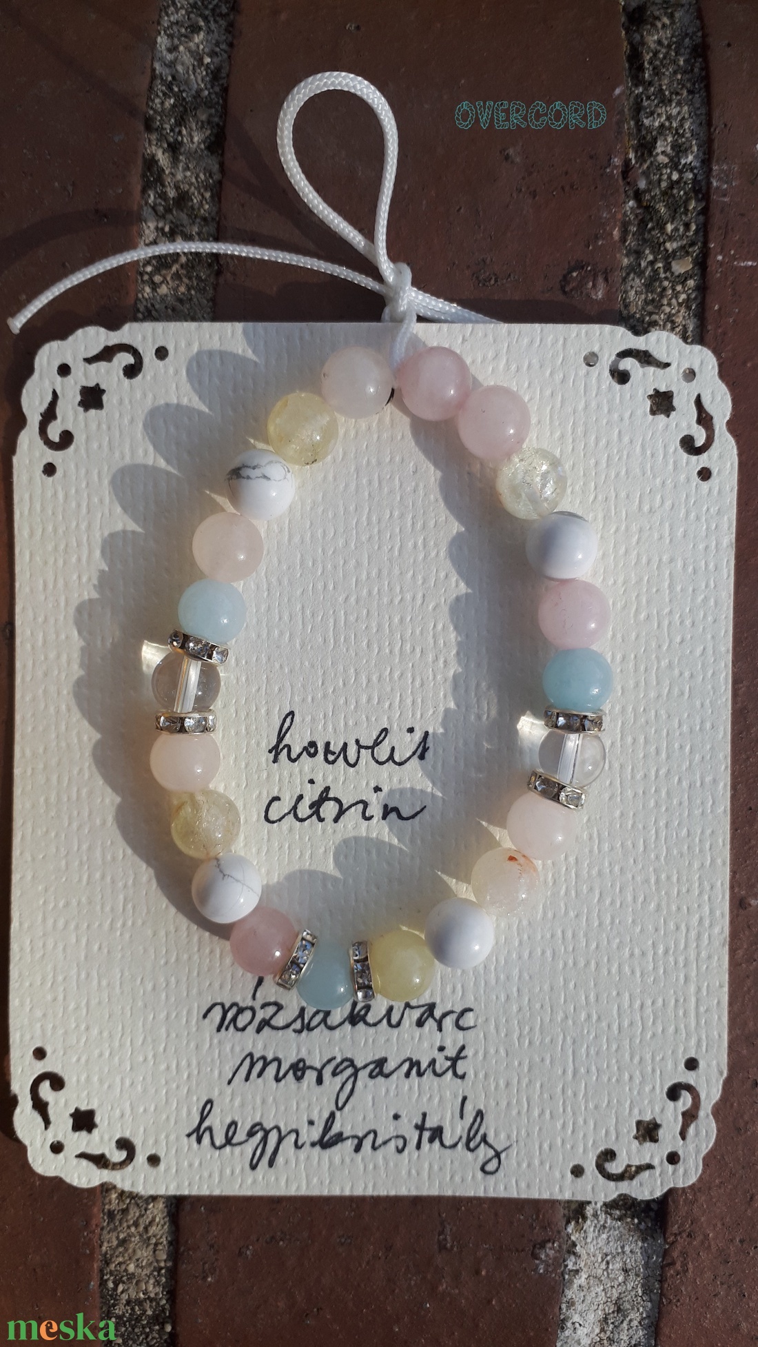 TAVASZ ásvány karkötő morganittal - ékszer - karkötő - gyöngyös karkötő - Meska.hu