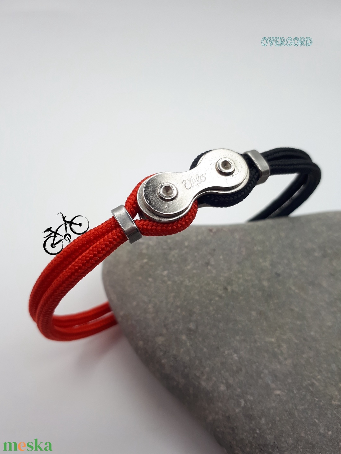 LÁNC - (piros-fekete) paracord karkötő - ékszer - karkötő - karperec - Meska.hu