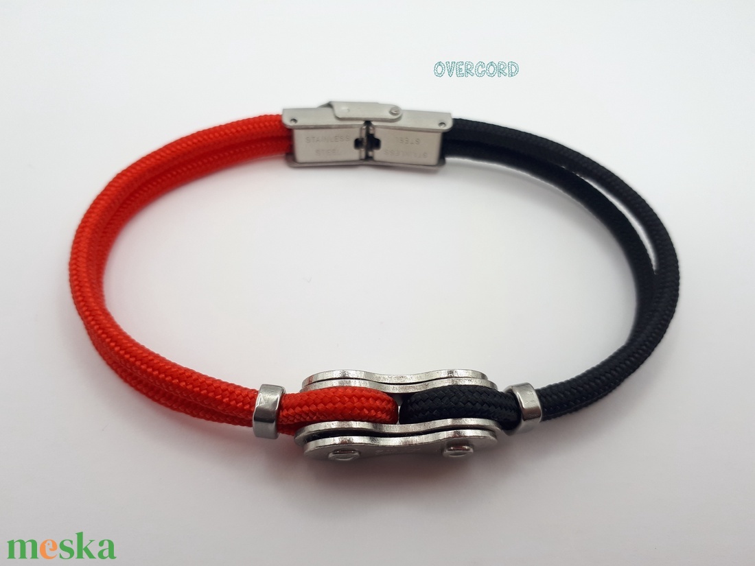 LÁNC - (piros-fekete) paracord karkötő - ékszer - karkötő - karperec - Meska.hu