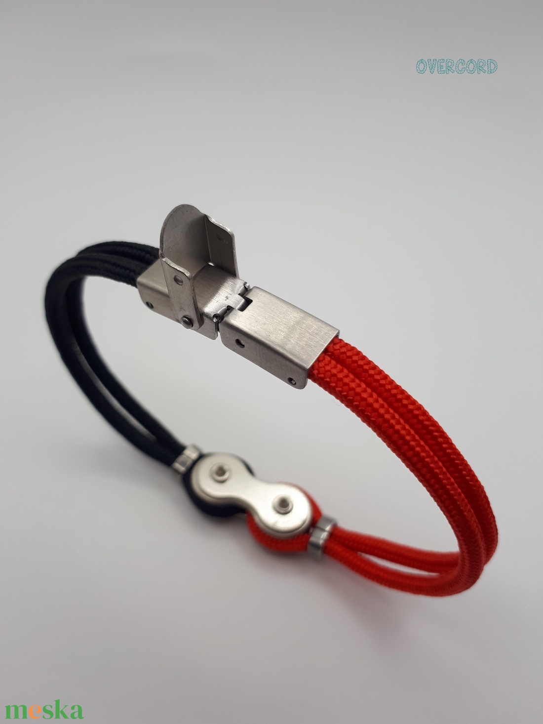 LÁNC - (piros-fekete) paracord karkötő - ékszer - karkötő - karperec - Meska.hu