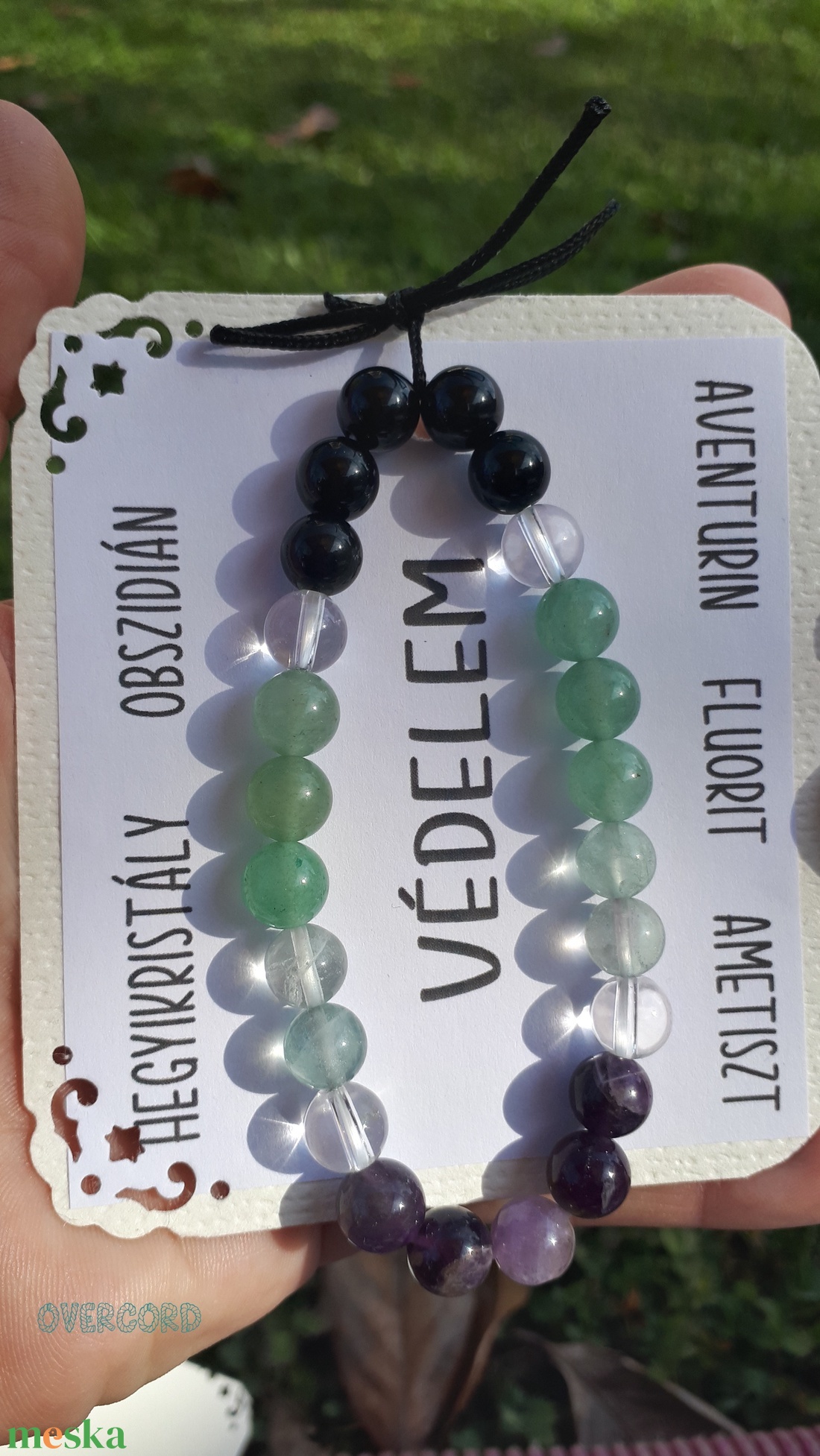 VÉDELEM ásvány karkötő - ékszer - karkötő - gyöngyös karkötő - Meska.hu