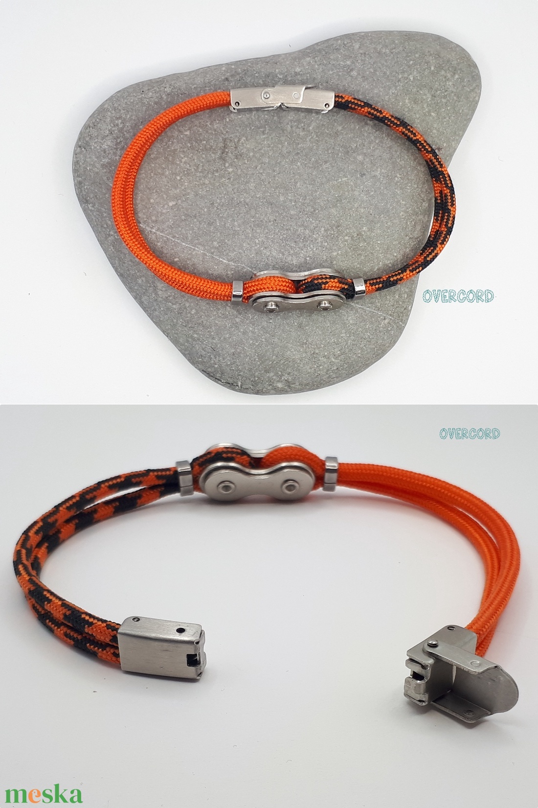 LÁNC (fekete-narancs) paracord karkötő - ékszer - karkötő - karperec - Meska.hu