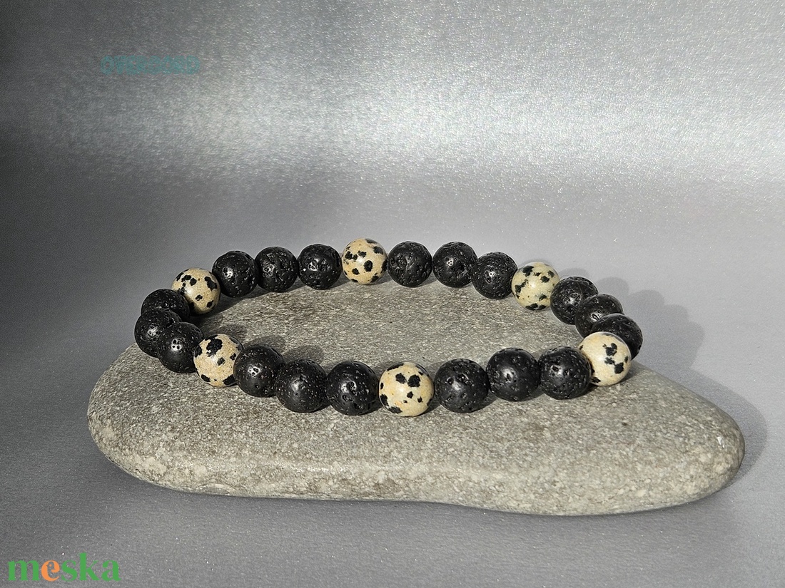 DALMATA ásvány karkötő - ékszer - karkötő - gyöngyös karkötő - Meska.hu