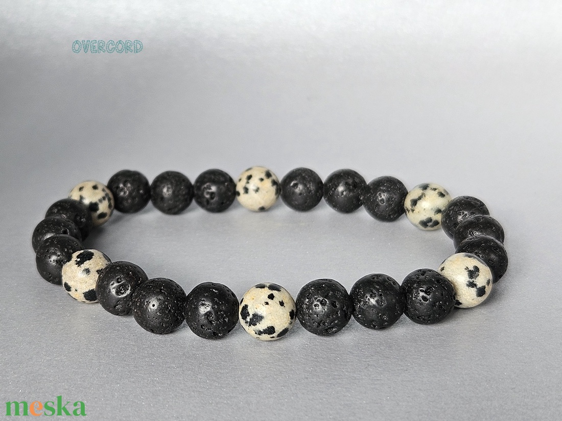 DALMATA ásvány karkötő - ékszer - karkötő - gyöngyös karkötő - Meska.hu