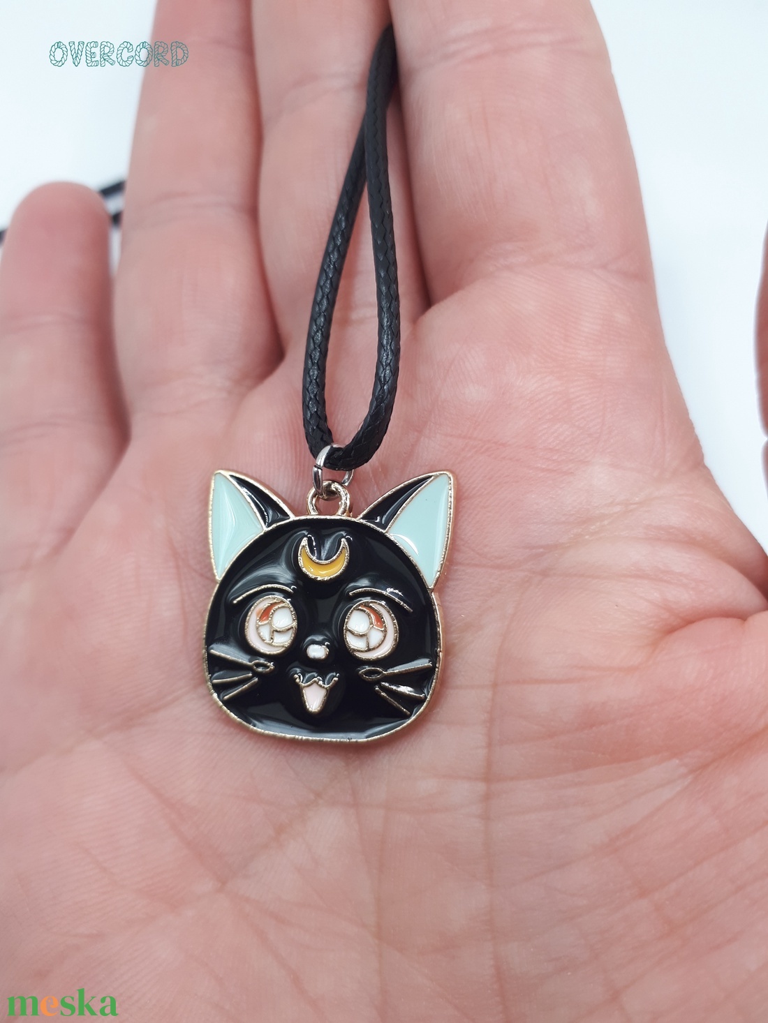 Fekete cicás nyaklánc (Sailor Moon) 1 db - ékszer - nyaklánc - medálos nyaklánc - Meska.hu
