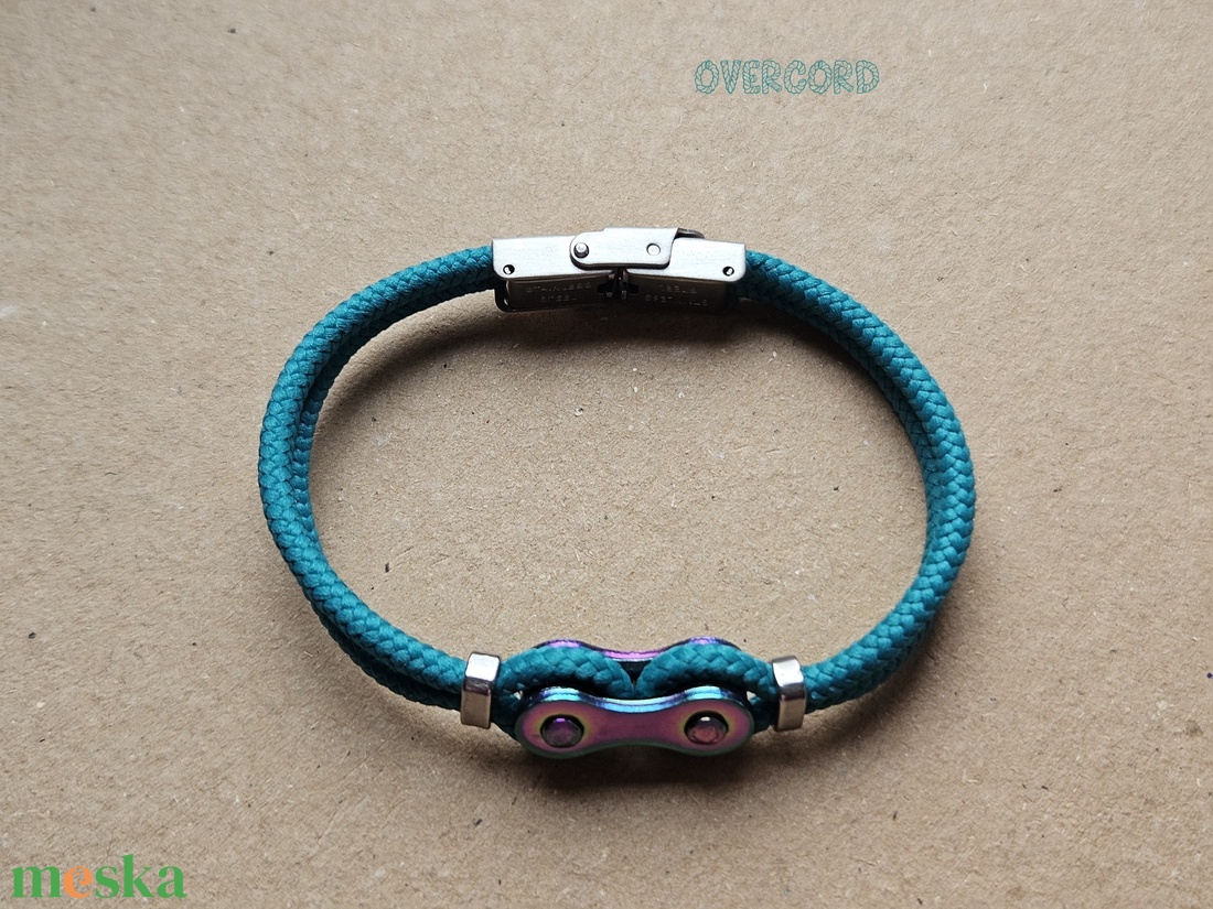 LÁNC (sötét türkiz) paracord karkötő - ékszer - karkötő - karperec - Meska.hu