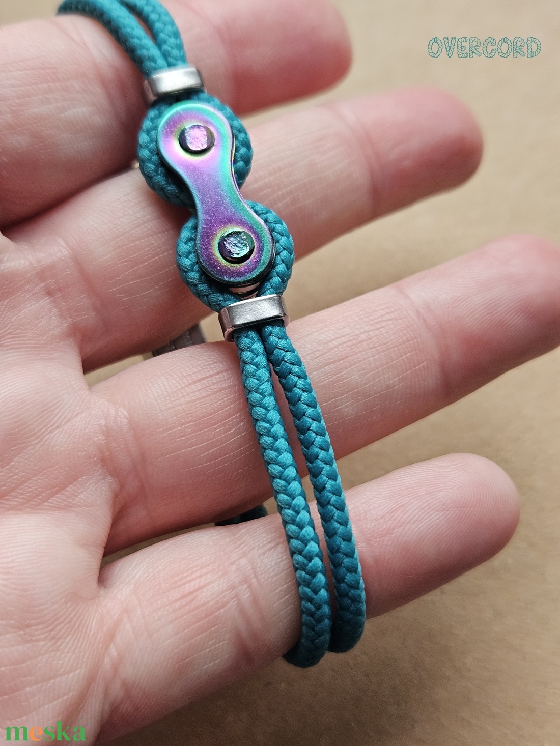 LÁNC (sötét türkiz) paracord karkötő - ékszer - karkötő - karperec - Meska.hu