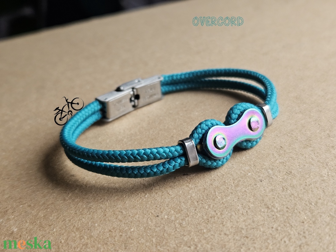 LÁNC (sötét türkiz) paracord karkötő - ékszer - karkötő - karperec - Meska.hu