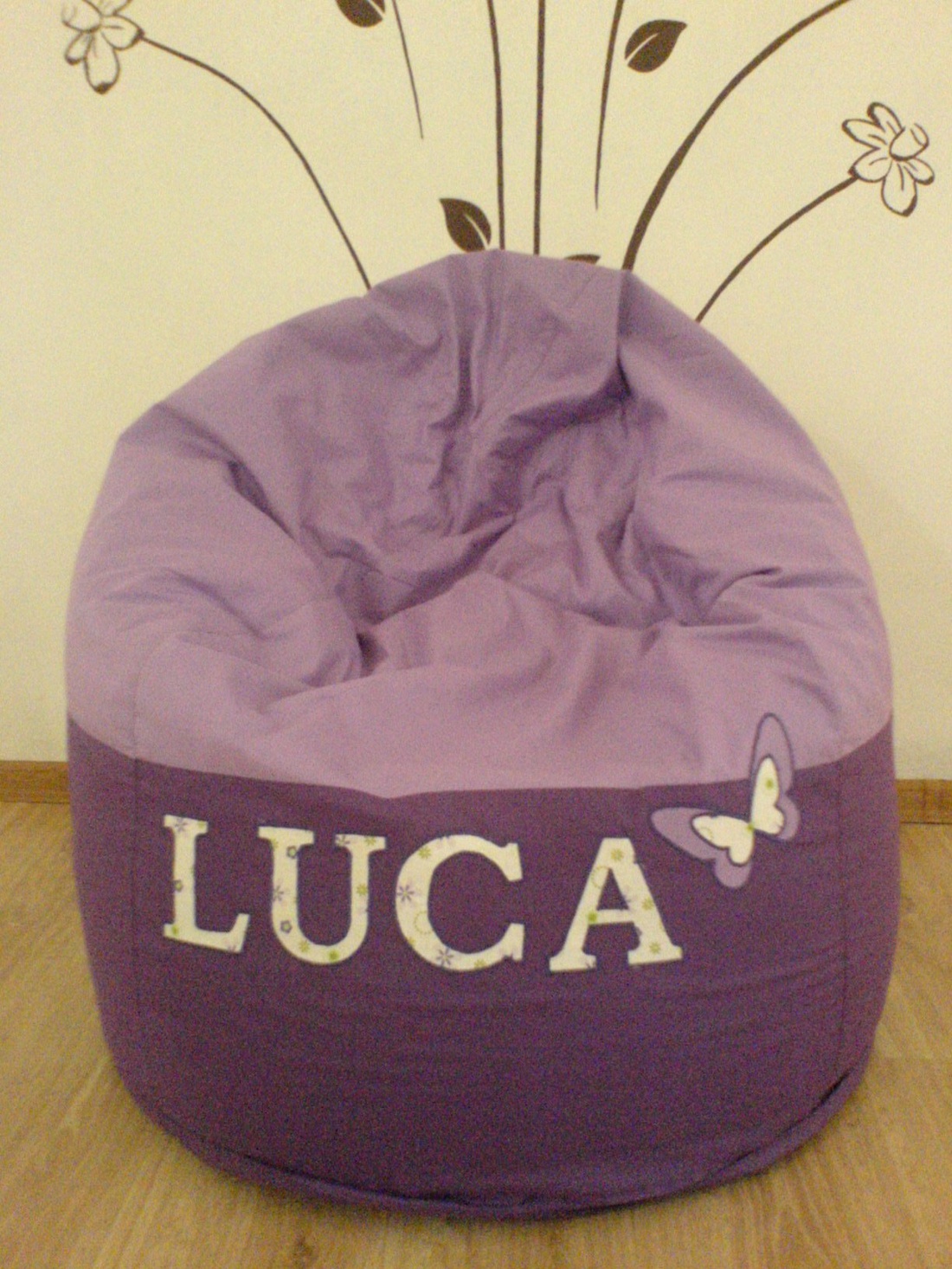 Gyerek babzsákfotel névvel, lepkével -  - Meska.hu