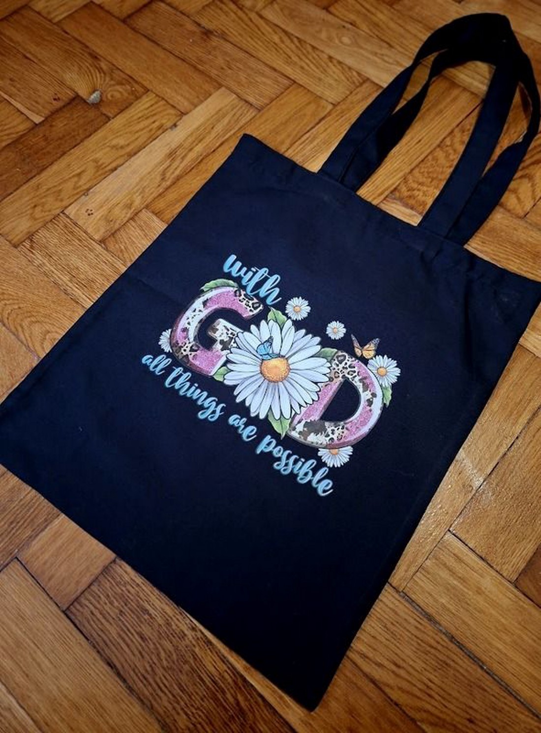 Bibliai igés szatyor- WITH GOD ALL THINGS ARE POSSIBLE-Máté 19.26-011 -  - Meska.hu