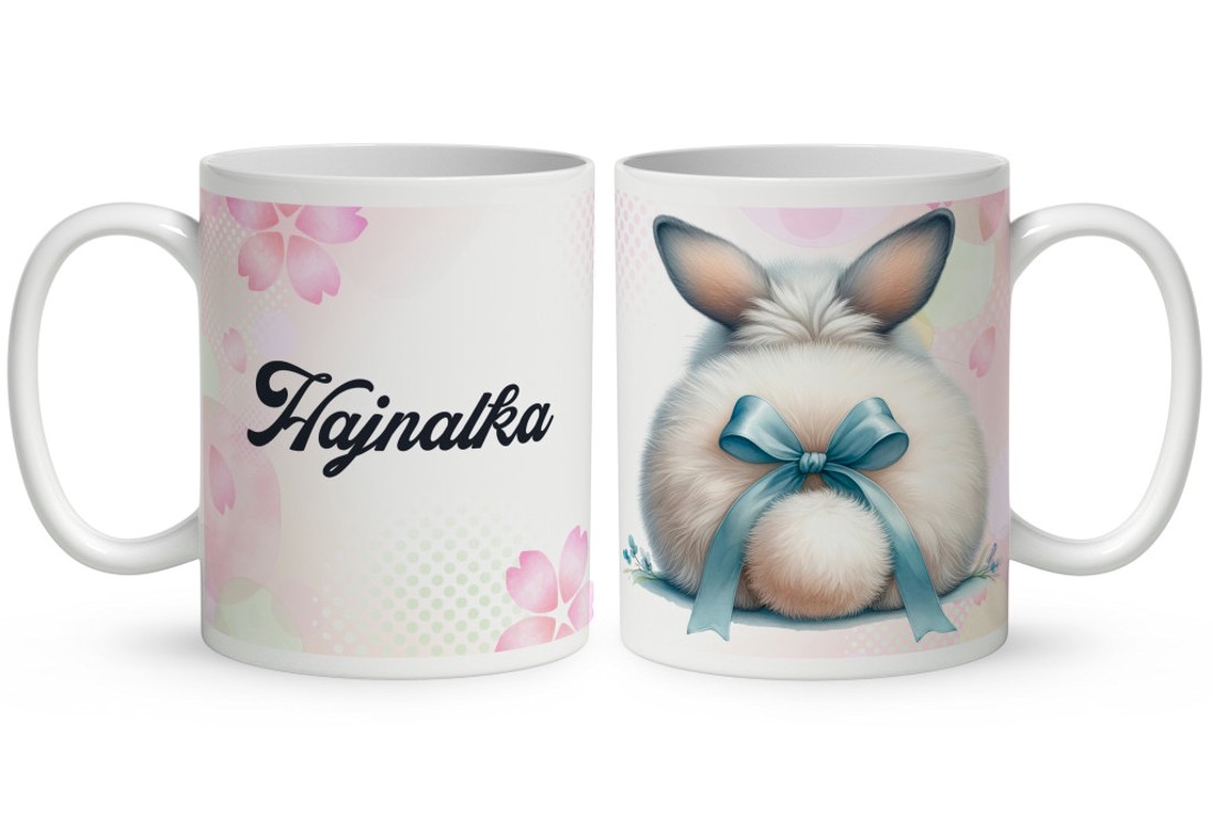 Névvel kérhető - Fehér Nyuszi popsi mintás bögre - otthon & életmód - konyhafelszerelés, tálalás - tálalás - bögre & csésze - Meska.hu