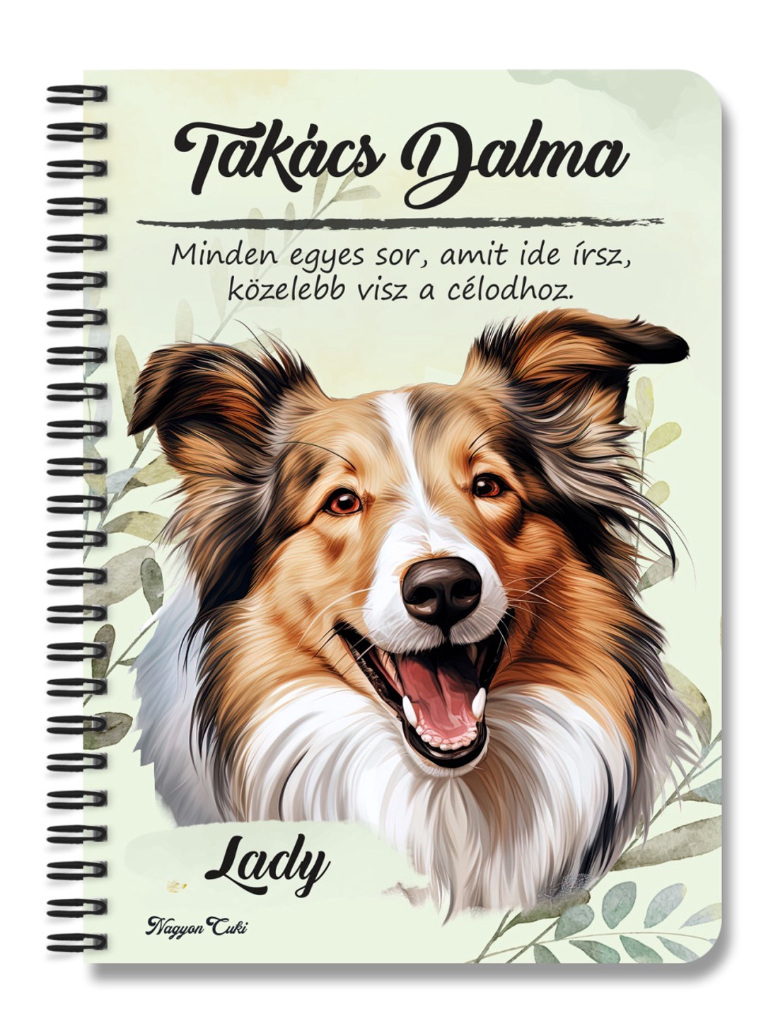 Személyre szabható - Vidám Skót juhászkutya portré mintás A5-ös füzet - otthon & életmód - papír, írószer - jegyzetfüzet & napló - Meska.hu