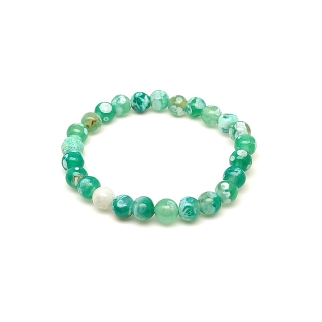 Zöld-fehér foltos achát golyós gyerek ásvány karkötő 6mm - ékszer - karkötő - ásványkarkötő - Meska.hu