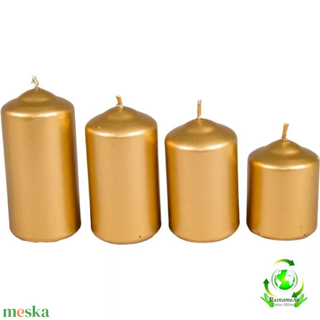Metál 40 mm lépcsős gyertya szett - arany - kellékek & szerszámok - dekorációs kellékek - dekorációs gyertya - Meska.hu