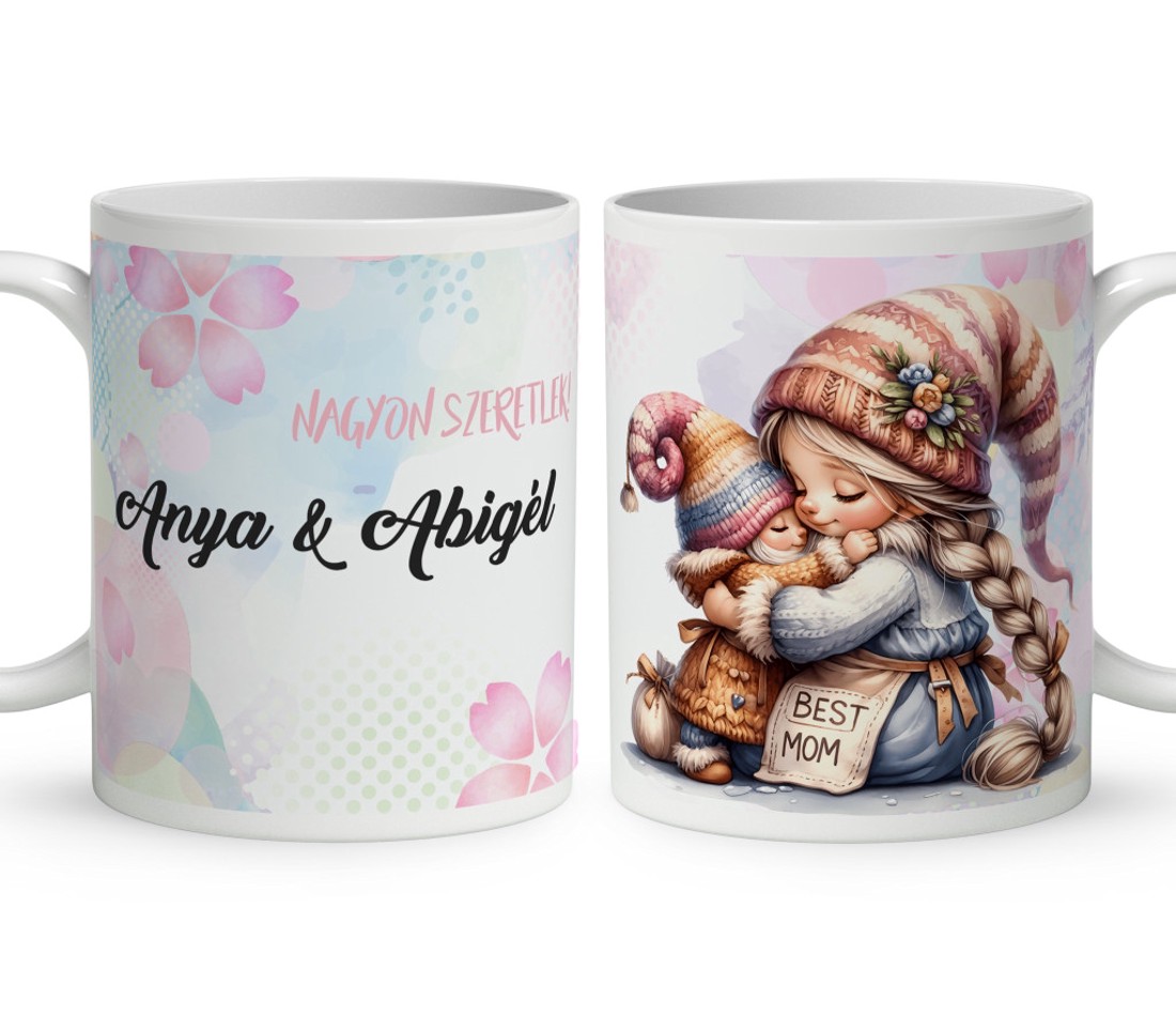 Névvel kérhető - Cuki Anya manó & Lánya mintás bögre - otthon & életmód - konyhafelszerelés, tálalás - tálalás - bögre & csésze - Meska.hu