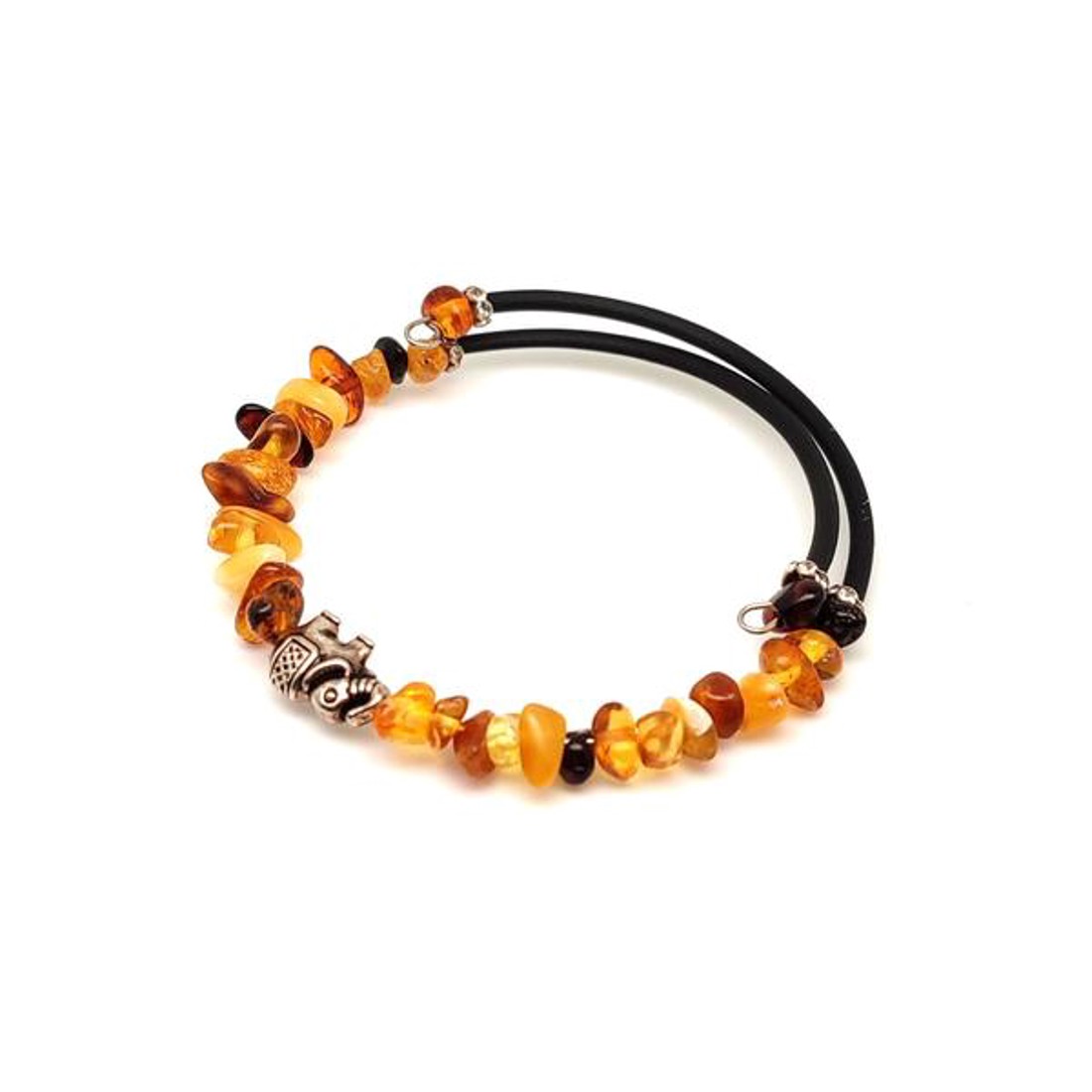 Borostyán splitter elefánt ezüst gyerek karkötő - ékszer - karkötő - ásványkarkötő - Meska.hu