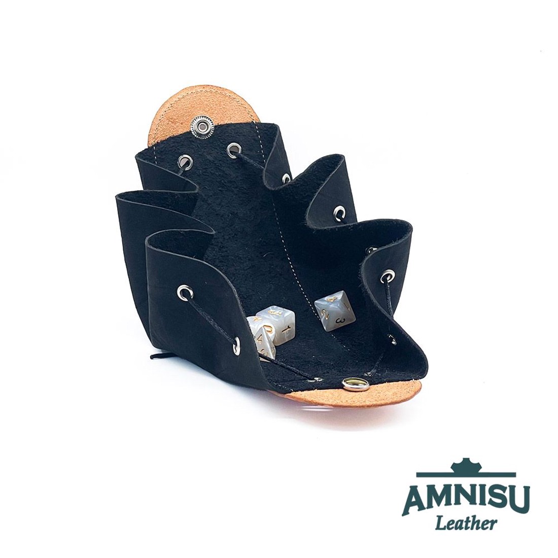 Bézs - gyűrt fekete bőr 2in1 szütyő és kockatálca M3019-8019 - játék & sport - szerepjáték - Meska.hu