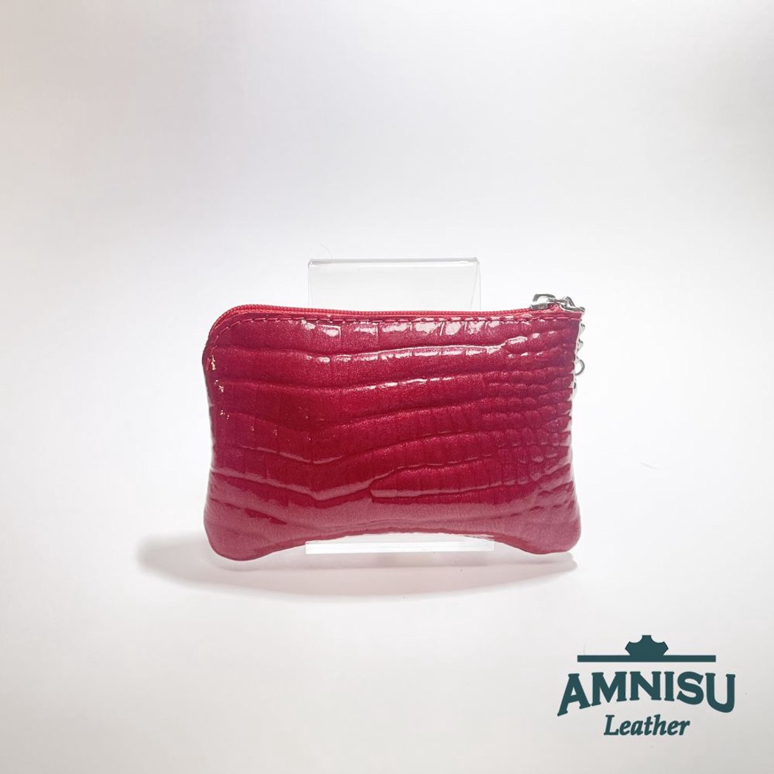 Piros lakk krokkómintás egy cipzáras kulcstartó A5008 - táska & tok - kulcstartó & táskadísz - kulcstartó - Meska.hu