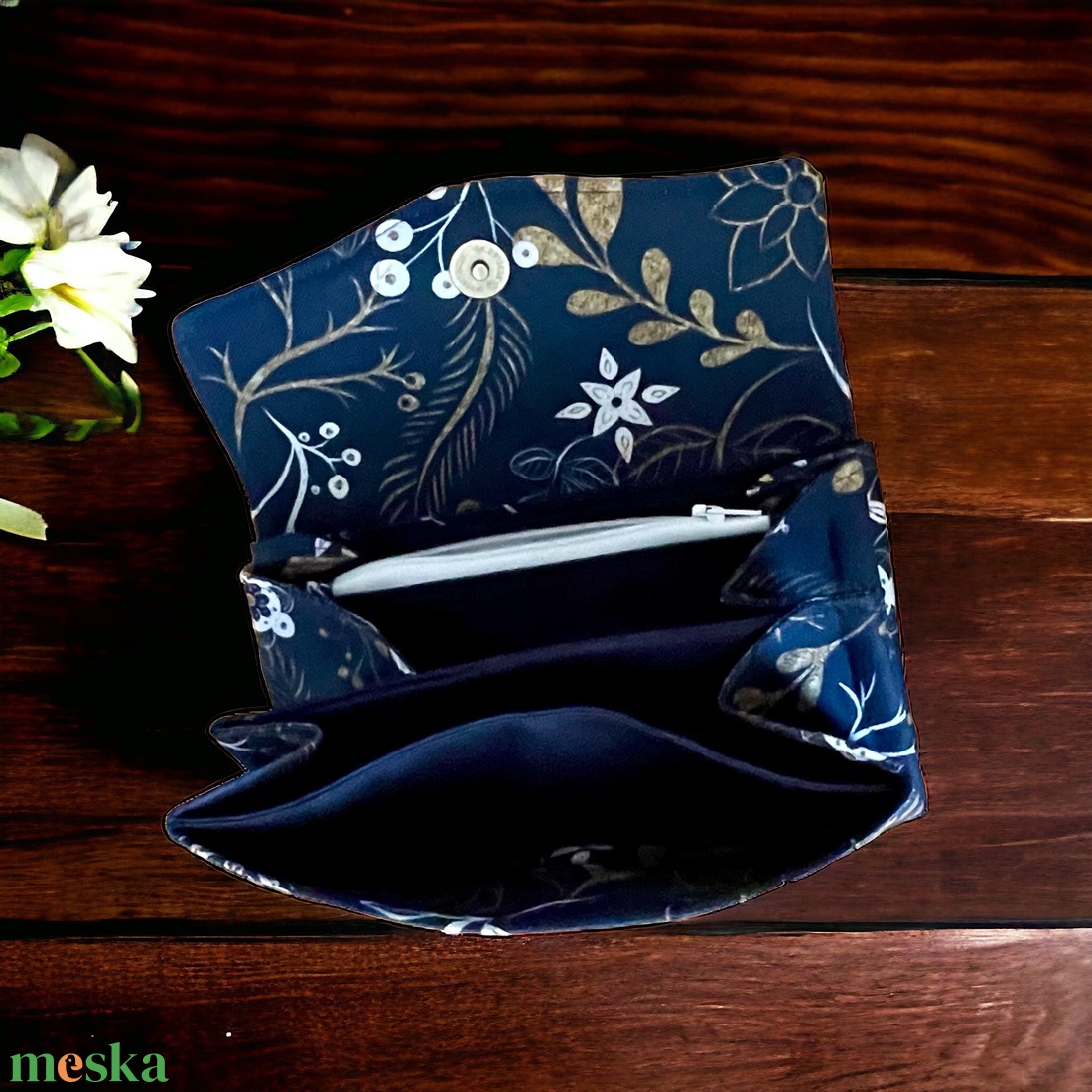 Elegáns virágmintás nagyméretű pénztárca  - táska & tok - pénztárca & más tok - pénztárca - női pénztárca - Meska.hu