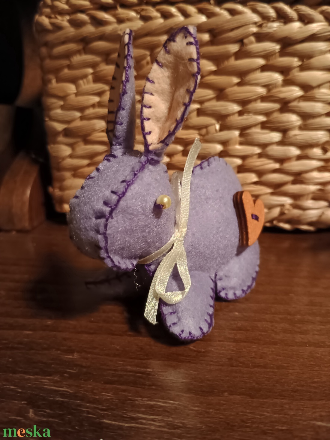 Lila nyúl szívvel - otthon & életmód - dekoráció - dísztárgy - Meska.hu