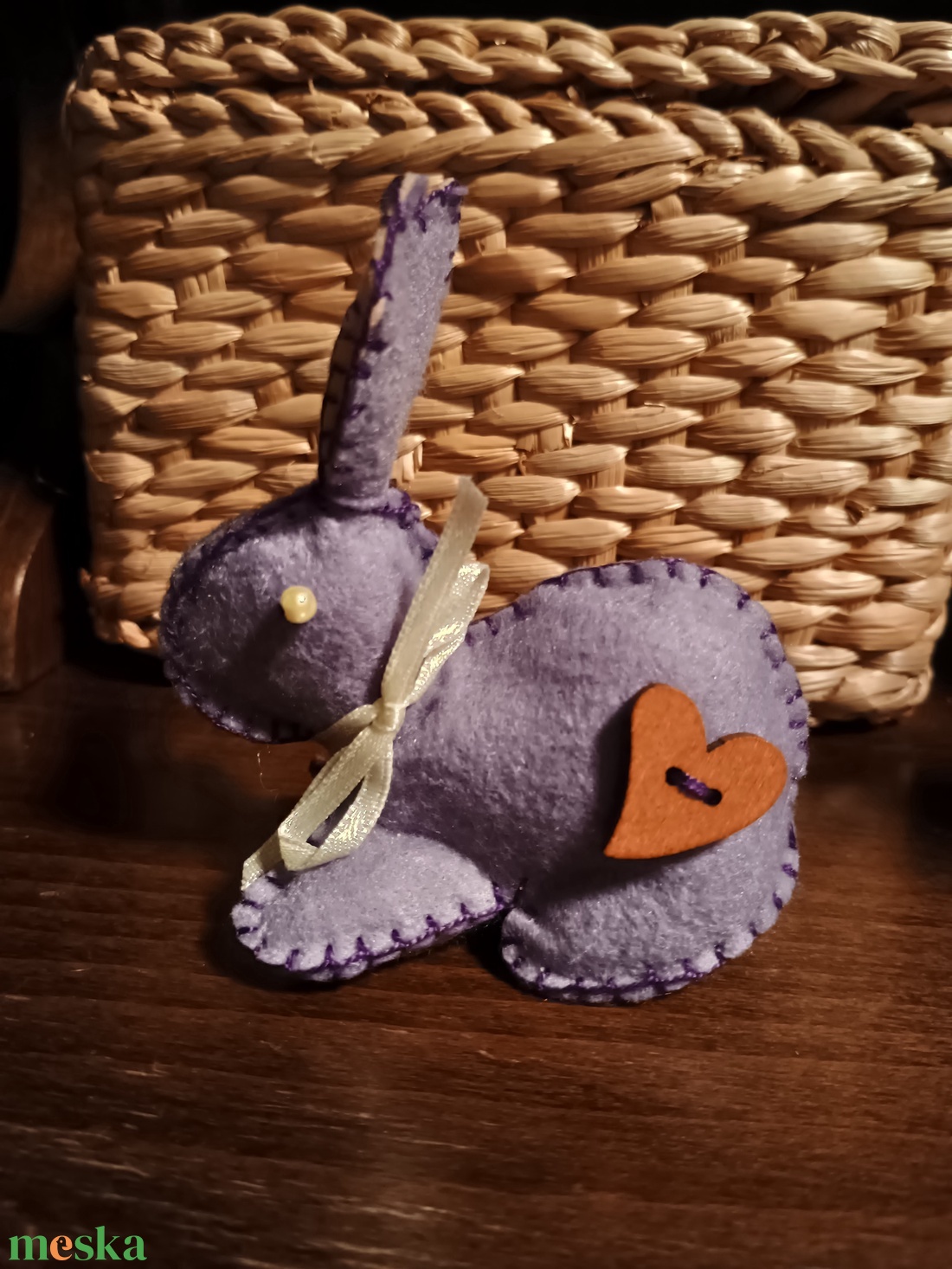 Lila nyúl szívvel - otthon & életmód - dekoráció - dísztárgy - Meska.hu