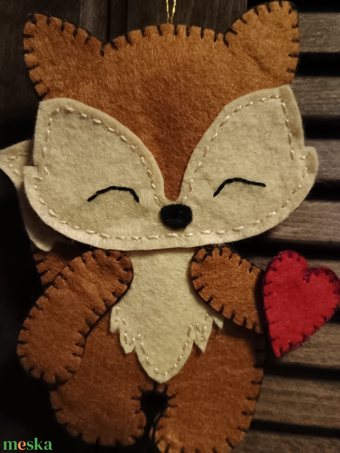 Akasztható rókás dísz, szívvel - otthon & életmód - dekoráció - fali és függő dekoráció - függődísz - Meska.hu