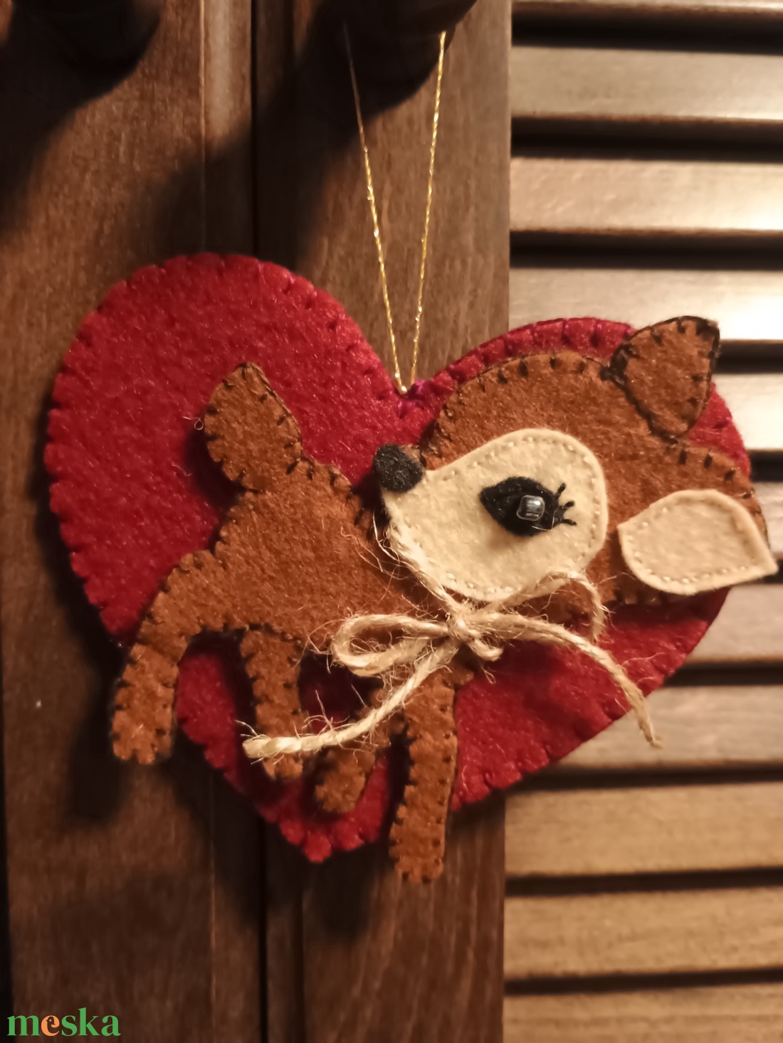 Őzikés függődísz szívvel - otthon & életmód - dekoráció - fali és függő dekoráció - függődísz - Meska.hu