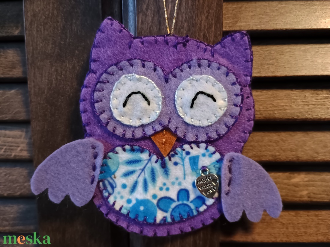 Lila bagoly pár - otthon & életmód - dekoráció - fali és függő dekoráció - függődísz - Meska.hu