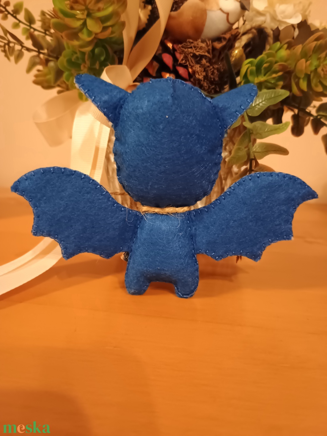 Cuki filc denevér kabala (kék, madár mintás) - játék & sport - plüssállat & játékfigura - denevér - Meska.hu