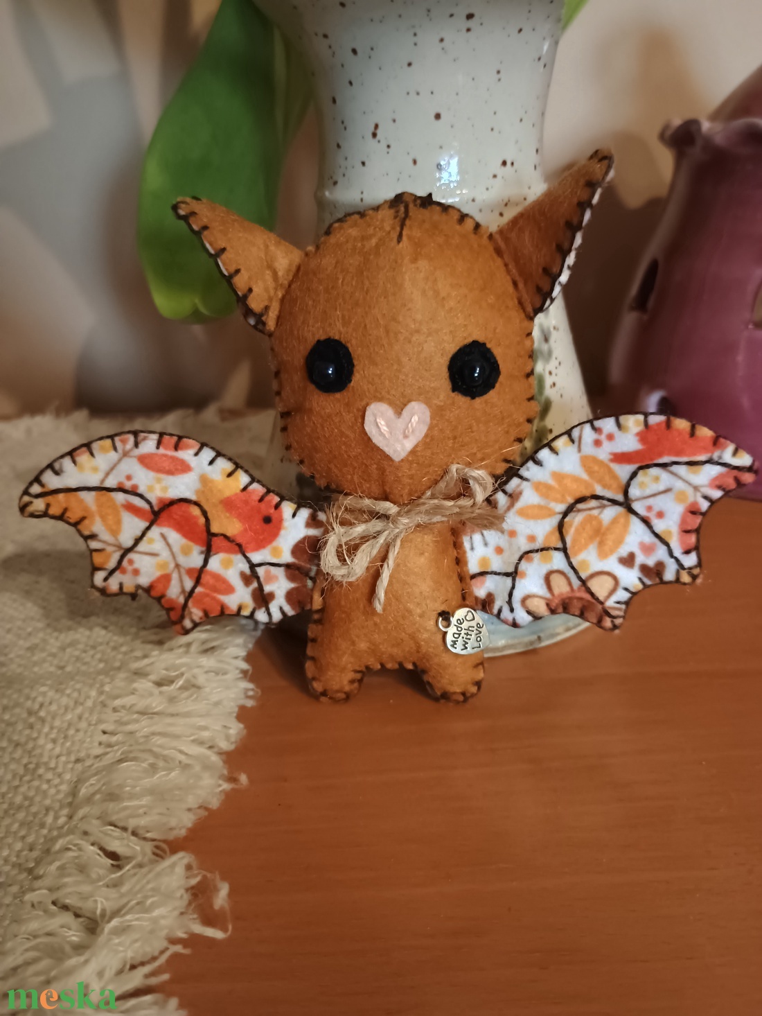 Cuki filc denevér kabala (barna, madár mintás) - otthon & életmód - dekoráció - dísztárgy - Meska.hu