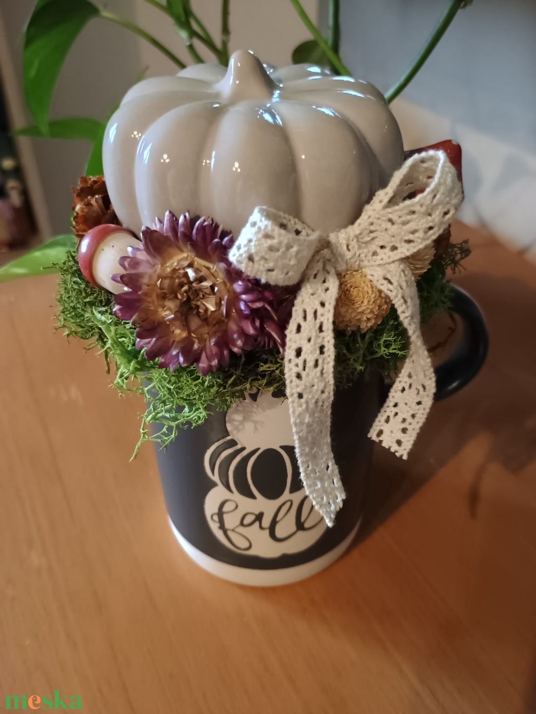 Fall feliratos bögrés asztaldísz - otthon & életmód - dekoráció - asztal és polc dekoráció - asztaldísz - Meska.hu