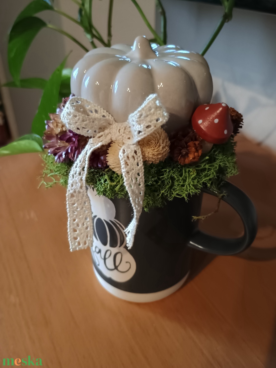 Fall feliratos bögrés asztaldísz - otthon & életmód - dekoráció - asztal és polc dekoráció - asztaldísz - Meska.hu