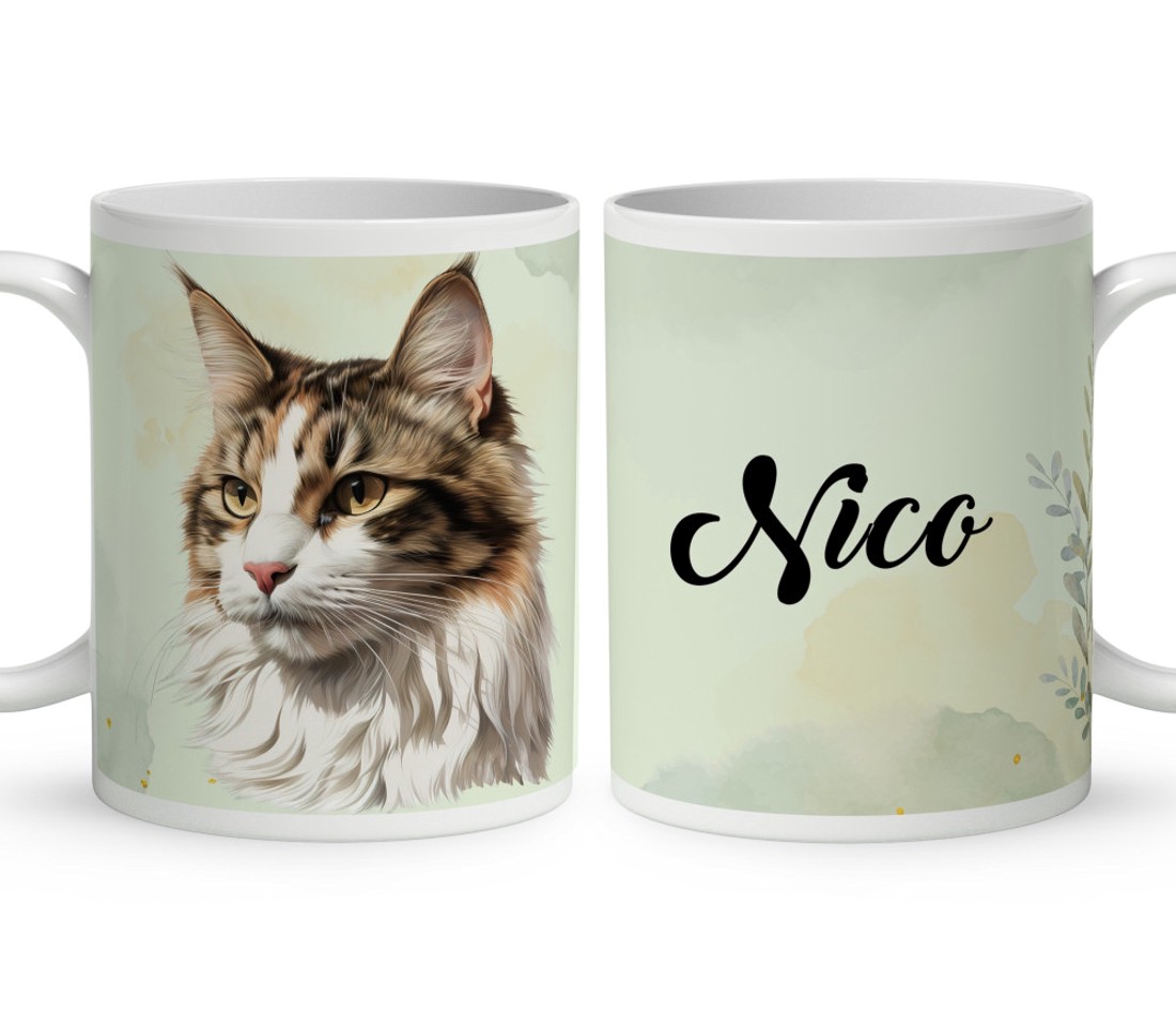 Névvel kérhető - Norvég erdei macska portré mintás bögre - otthon & életmód - konyhafelszerelés, tálalás - tálalás - bögre & csésze - Meska.hu