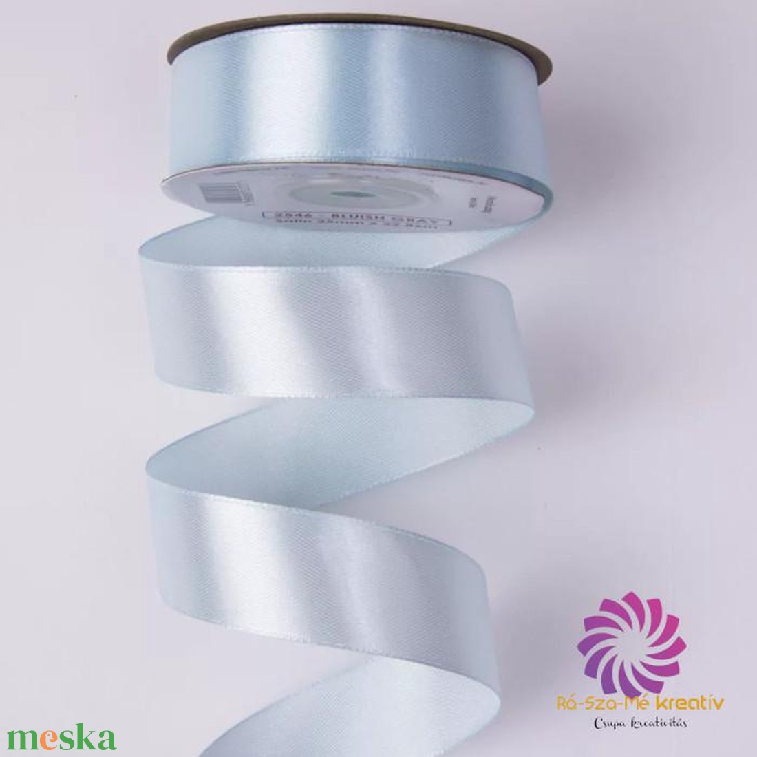 Szatén szalag 25mmx22.86m - kékes szürke - kellékek & szerszámok - rövidáru - szalag, pánt - szatén szalag - Meska.hu Szatén szalag 25mmx22.86m - kékes szürke - kellékek & szerszámok - rövidáru - szalag, pánt - szatén szalag - Meska.hu